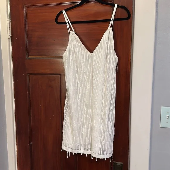 white glitter fringe dress Women's Sequin Fringe Dress main image 0